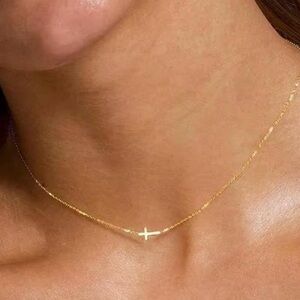 Delicate Dainty Gold Cross Necklace